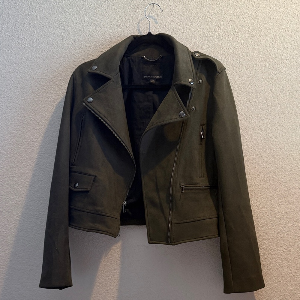 Banana Republic Dark Olive Leather Jacket size M
